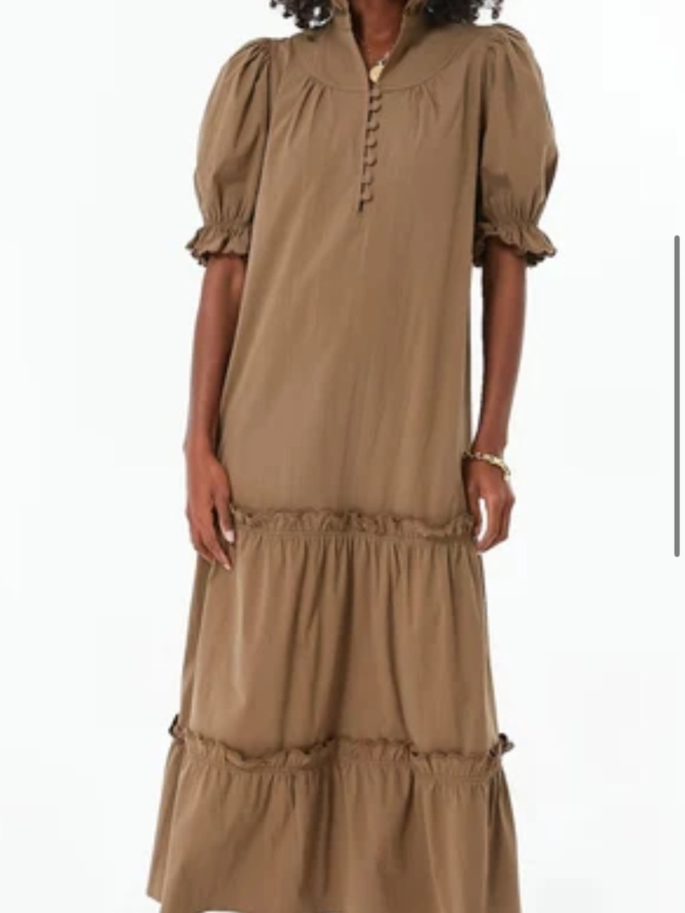 Tuckernuck Chocolate Brown Ruffled Tiered Midi Dress